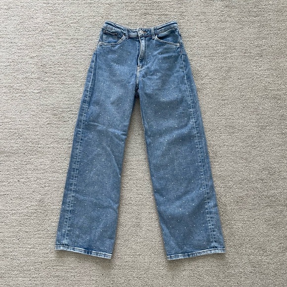 H&M Other - Girls Women’s Jeans High Waist Denim Rhinestone Glitter Casual Fall Coquette